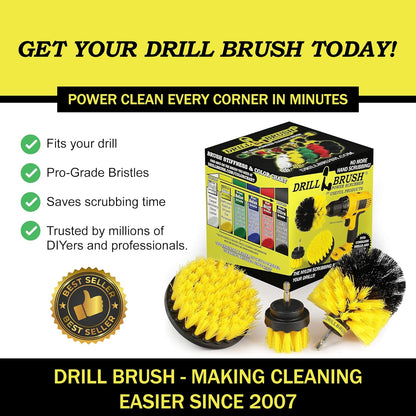Cordless Power Spin Scrubber Drill Attachment - Electric Dish Scrubber Spin | Medium Drill Brush Attachments for Cleaning Tile, Grout, Dishes, Pots, Pans, Air Fryers, Fish Tanks, Boat Seats & Boat Hulls