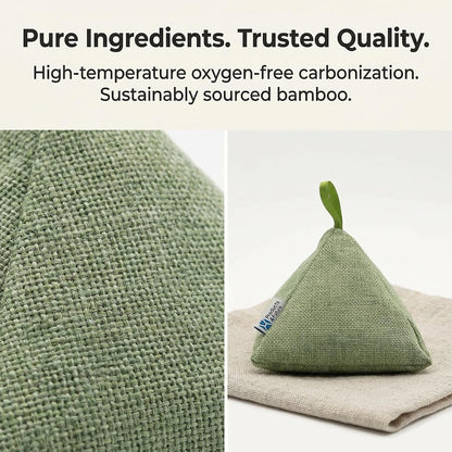 4 pack Naturally Activated Bamboo Charcoal Air Purifying Bags | Natural Home Deodorizer Bag | Charcoal Bag Odor Absorber For Pets | Odor Eliminator & Moisture Absorber Air Freshener Bag (200g Pyramid)