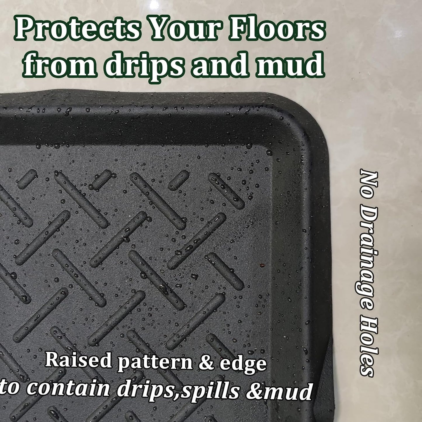 Rubber Boot Tray Shoes Tray for Entryway Multipurpose Boot Mat Trays with Raised Edge Indoor Outdoor Boots Mat for Shoes 27.5x16 Inches (1 Pack)