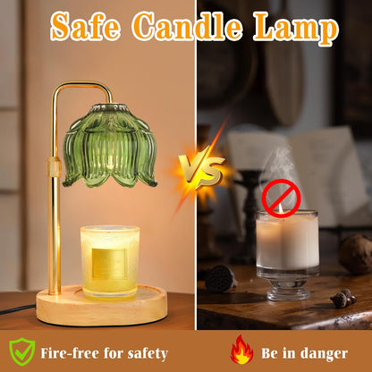 XJZJY Pink Flower Candle Warmer Lamp with Timer, Birthday Gifts for Women