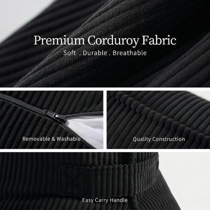 Pat. Pend. Corduroy Lumbar Support Back Pillow for Watching TV, Reading & Gaming, Ergonomic Triangle Support Cushion for Sofa, Armchair & Bed Sitting, Removable Washable Cover, Beige Gray