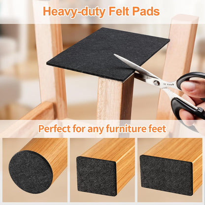 Felt Furniture Pads 300 Pieces, Furniture Pads for Hardwood Floors Black | Self-adhesive felt pads prevent scratches and noise, ideal for chair legs, suitable for hardwood floors and indoor furniture