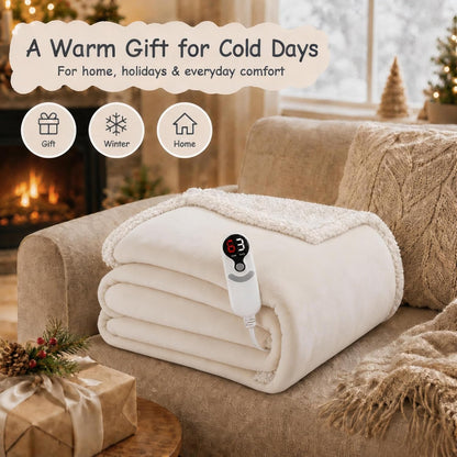 Soypipo Electric Heated Throw Blanket 50"x60", Faux Fur Plush with 4 Heat Settings & 2/4/8/10H Auto Shut-Off, Overheat Protection, Machine Washable, for Office & Chair, Dark Grey