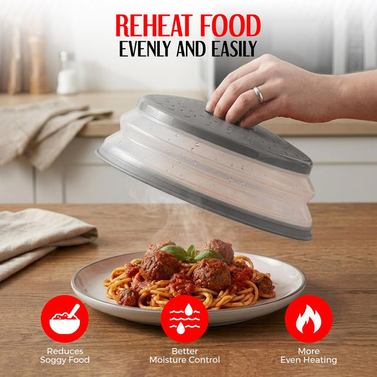 Silicone Microwave Splatter Cover Dishwasher Safe - Pack of 2 Microwave Cover for food- Space Sving design 10.5 Inch BPA Free