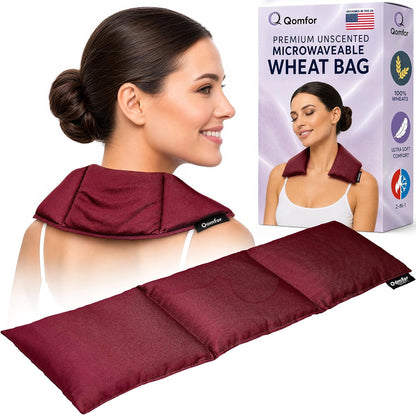 Qomfor - Microwavable Heating Pad - Mauve - 3-Chamber Design Heat Pack - Therapeutic Heat Wrap for Neck, Shoulders & Period Cramps Pain Relief - Reusable Hot/Cold Therapy Bag