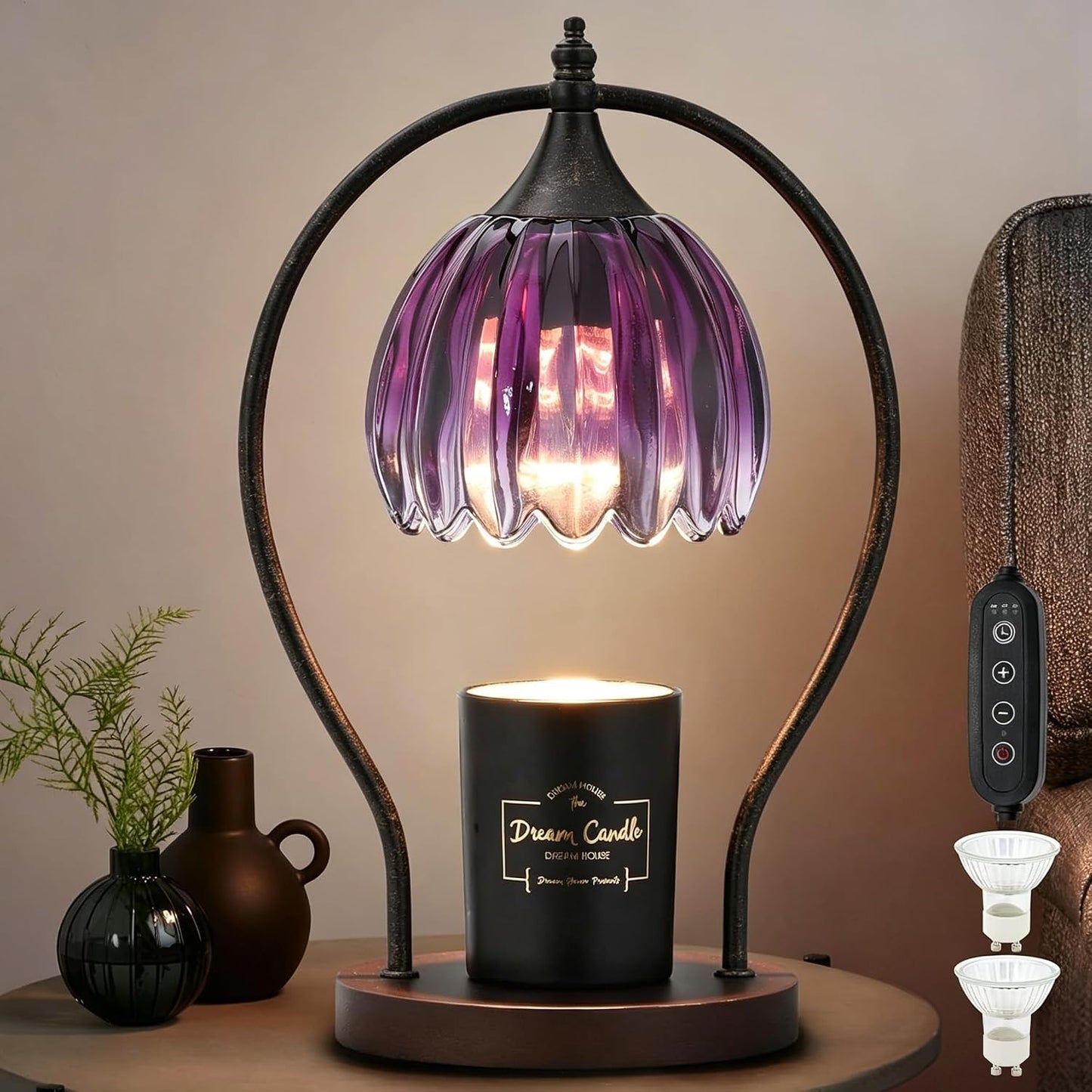 GOODBUY Candle Warmer Lamp with Timer Dimmable: Electric Candle Warmer Birthday Gifts for Women Mom - Candle Lamp Warmer House Warming Gifts New Home Decor - Wax Warmer for Jar Candles with 2 Bulbs