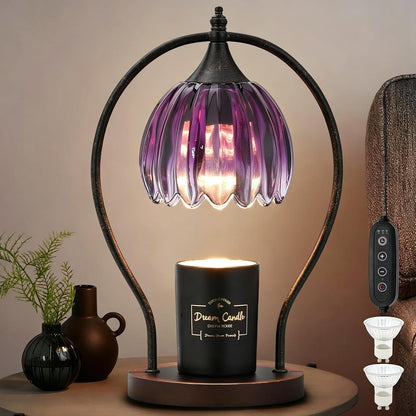 GOODBUY Candle Warmer Lamp with Timer Dimmable: Electric Candle Warmer Birthday Gifts for Women Mom - Candle Lamp Warmer House Warming Gifts New Home Decor - Wax Warmer for Jar Candles with 2 Bulbs