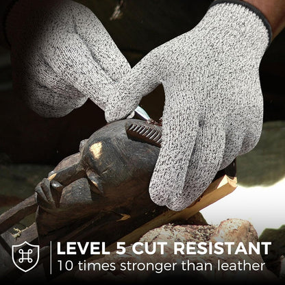 Evridwear Level 5 Cut Resistant Gloves with Non-Slip Grip, 2 Pairs | HPPE Material, Food Safe, Comfortable & Breathable, Kitchen, Crafting & DIY Projects(M, Pink+Gray)