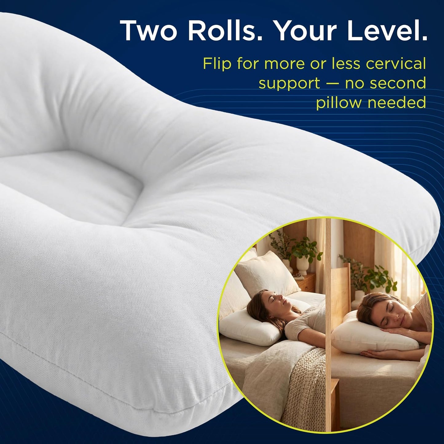 Next-GEN Premium Neck & Cervical Pillow – Breathable Fiber Fill Orthopedic Neck Pain & Headache Relief – Dual Roll Support for Back & Side Sleepers – Latex Free – Petite 19"x12" Grey