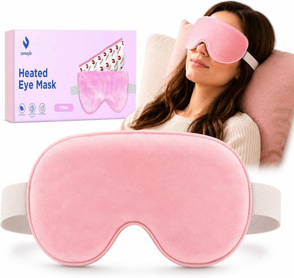 ZOMPALE Heated Eye Mask for Dry Eyes – Microwavable Moist Heat Eye Compress – Warm Compress for Eyes, Eye Strain & Stye Relief – Adjustable Strap, Washable Plush Cover, Reusable Eye Mask for Sleep
