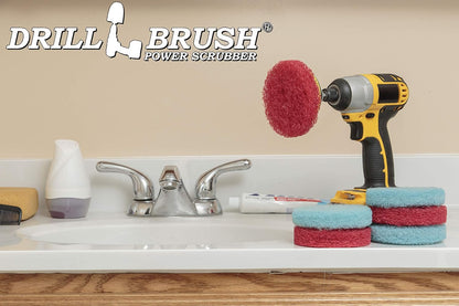 Cordless Drill Attachment - Acid Rain - Pool Tile - Granite - Shower Doors | Scrub - Scour - Drill Pads - Hard Water Stain Remover - Soap Scum - Mold - Mildew - Mineral - Rust - Calcium - Limescale