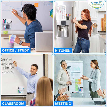 YES4QUALITY Magnetic Pen Holder for Refrigerator with Strong Magnetic Back, Dry Erase Marker Holder Ideal for Whiteboard & Fridge, Clear & White Pencil Cup