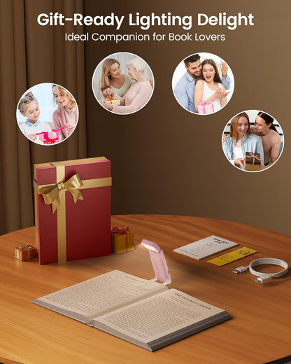 Glocusent Book Light for Night Reading, 12 LED Rechargeable Lamp