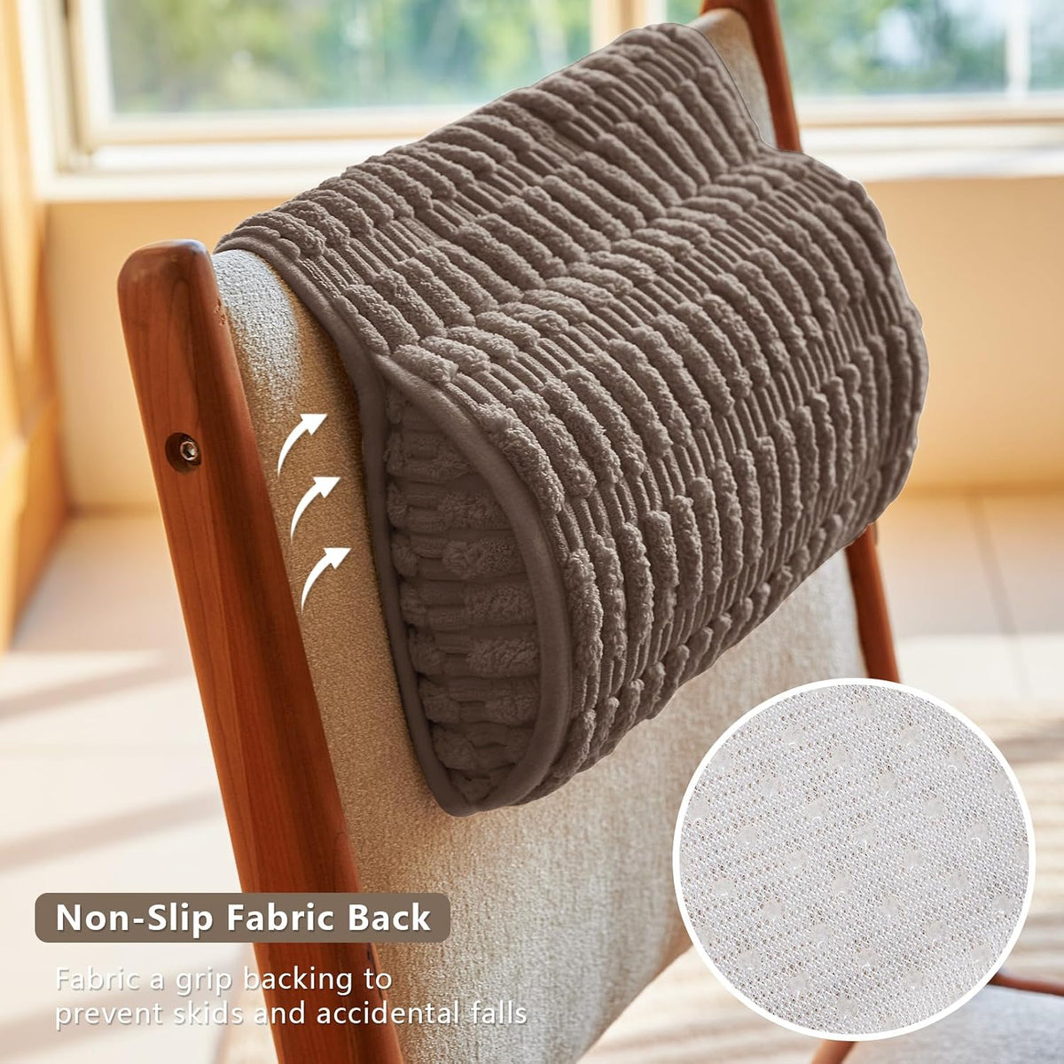 Headrest and Support Pillow,Recliner Pillow for Neck, Head, or Foot for Office or Massage Chairs, Neck Pain Relief and Cervical Support. Nonslip, Zipped Cover.(Cream, 5.5" Wx13 Lx3 H)