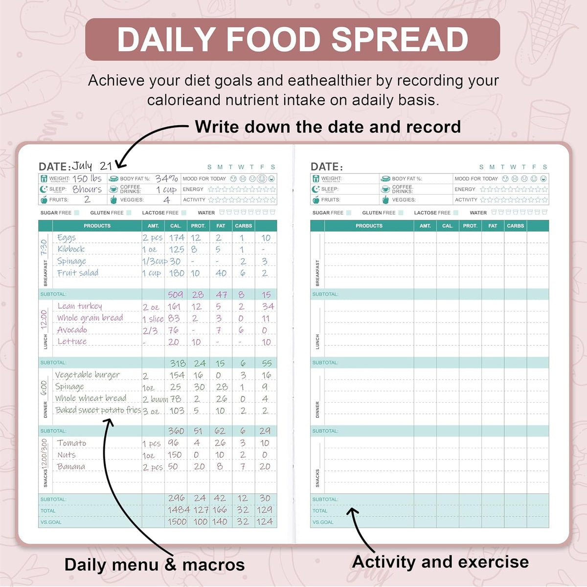 Food Journal - Journal for Women Weight Loss, 5.8" x 8.3