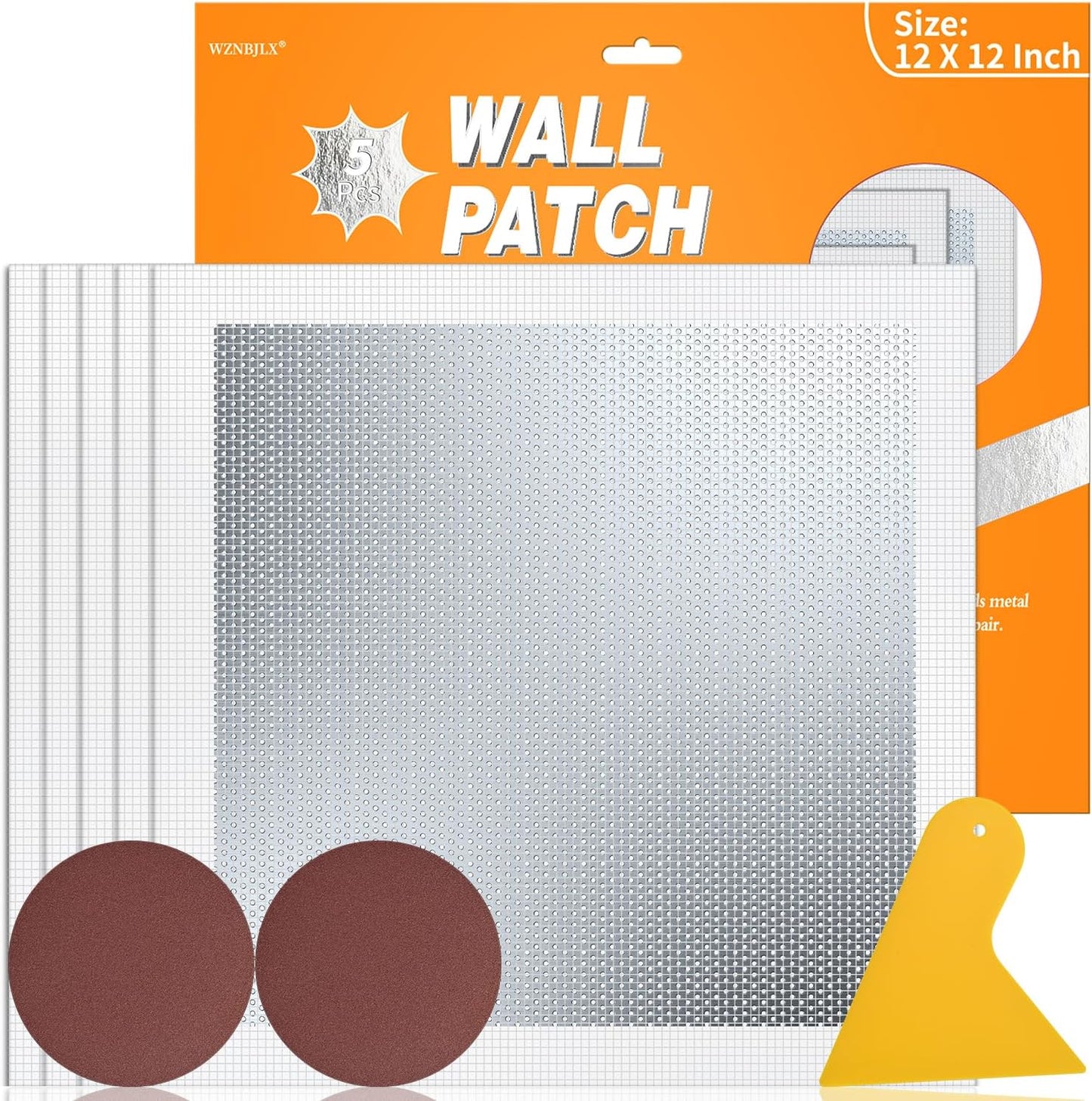Wall Repair Patch Kit, 15 Pieces Aluminum Self-Adhesive Mesh Repair Patches for Drywall, Multiple Large Small Sizes 2/4/6/8 Inch Drywall Hole Repair Kit, Permanently Repairs Damaged Walls and Ceilings