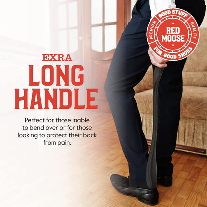 Red Moose Shoe Horn Long Handle Metal 24 inch - Durable and Sturdy for Shoes and Boots