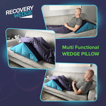 Leg Elevation Pillow by Recovery Wedge, Inflatable Wedge Pillow for Sleeping and Post-Surgical, Improve Circulation and Reduce Swelling, Speed Injury Recovery. (Large triangle)