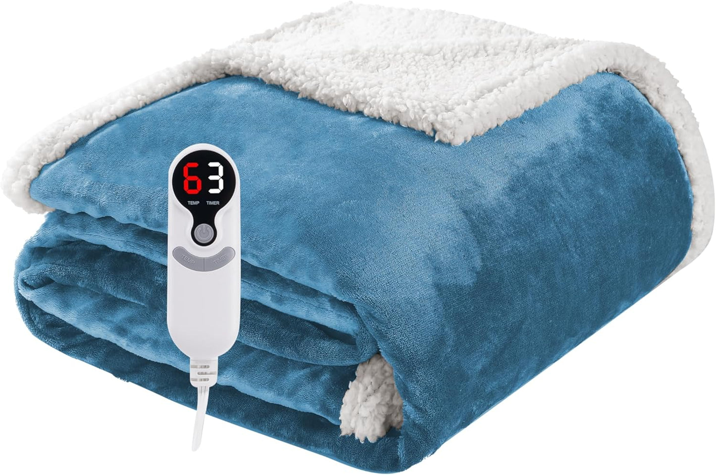 Soypipo Electric Heated Throw Blanket 50"x60", Faux Fur Plush with 4 Heat Settings & 2/4/8/10H Auto Shut-Off, Overheat Protection, Machine Washable, for Office & Chair, Dark Grey
