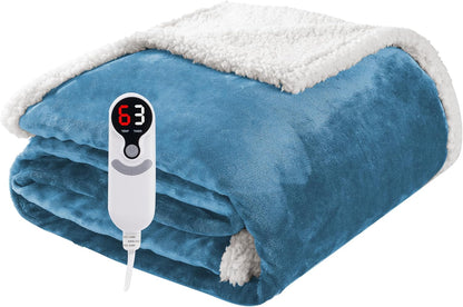 Soypipo Electric Heated Throw Blanket 50"x60", Faux Fur Plush with 4 Heat Settings & 2/4/8/10H Auto Shut-Off, Overheat Protection, Machine Washable, for Office & Chair, Dark Grey