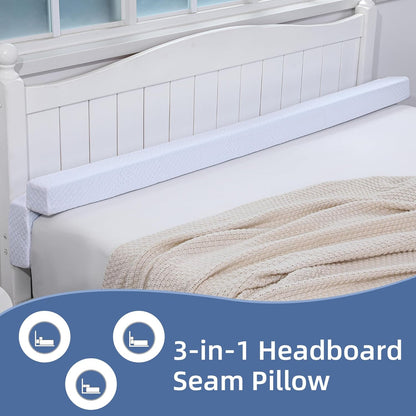 Flodable Pillow for Headboard Gap,Bed Gap Filler Queen Size,Adjustable Bed Wedge Pillow for Headboard,Rectangular Bed Gap Filler,Foam Mattress Gap Filler(Gray,Queen)