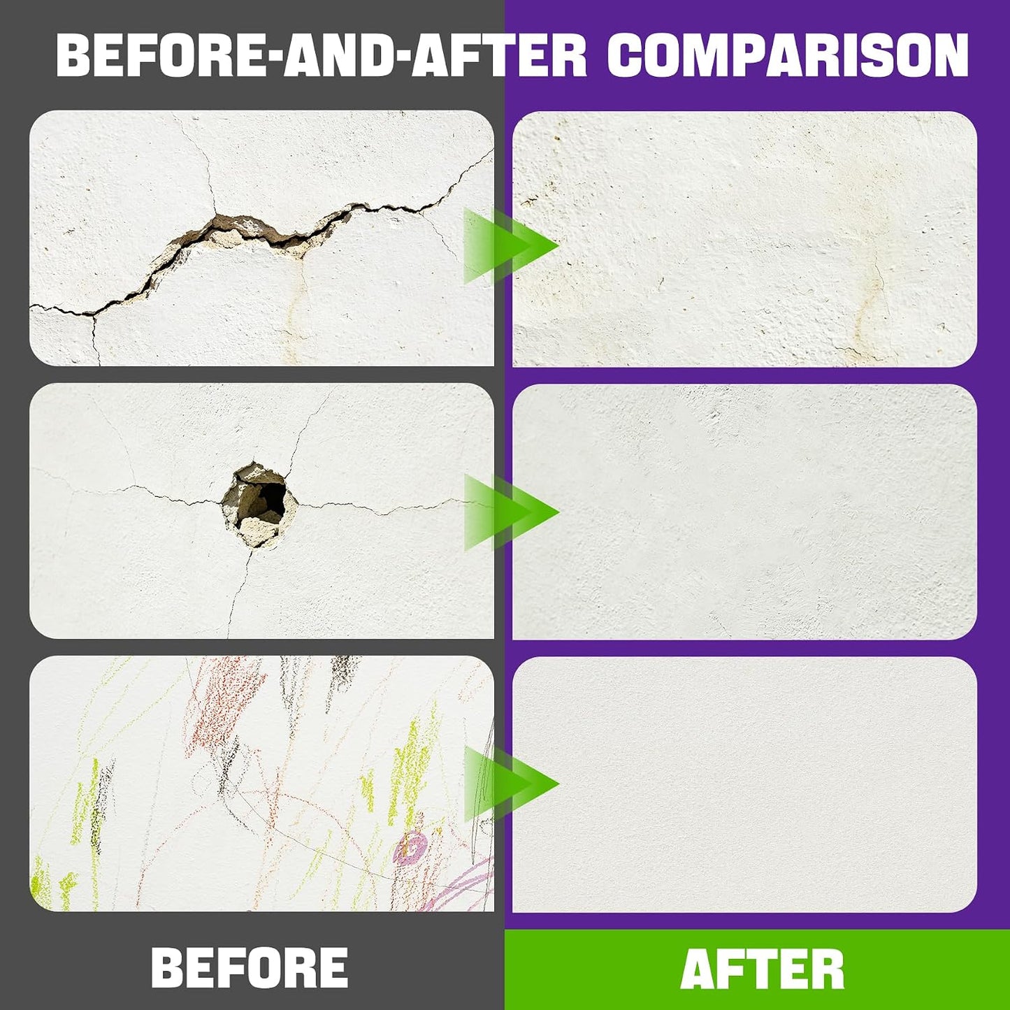 Drywall Repair Kit, 10.5oz Wall Spackle Paste,Drywall Hole Patch Repair Kit | For filling nail holes and crack on wall surfaces,drywall mud plaster with scraper & self-adhesive mesh patches