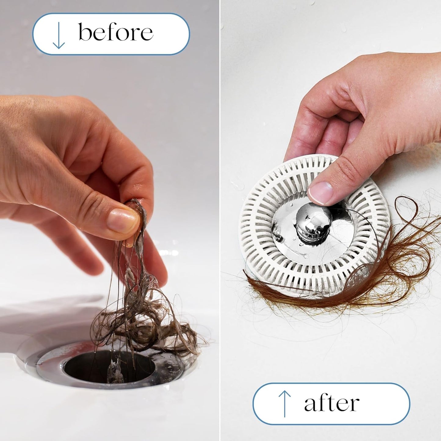 TubRing Pop-Up Drain Protector & Strainer Silicone Hair Catcher, Aqua | Easy snap-in design fits around bathtub stoppers. Customizable utility guard for clog prevention. Fits 1.85"- 2.16" drains.