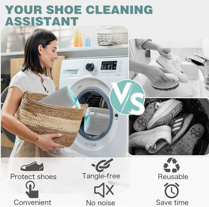 Shoe Washing Machine Bag,Laundry Shoe Bag for Washer and Dryer,Reusable Shoe Cleaning Bag for Sneakers,Tennis Shoes,With Self-locking Zipper, Microfiber Inside,Include Shoe Bag (Pro Grey - 1 Pack)