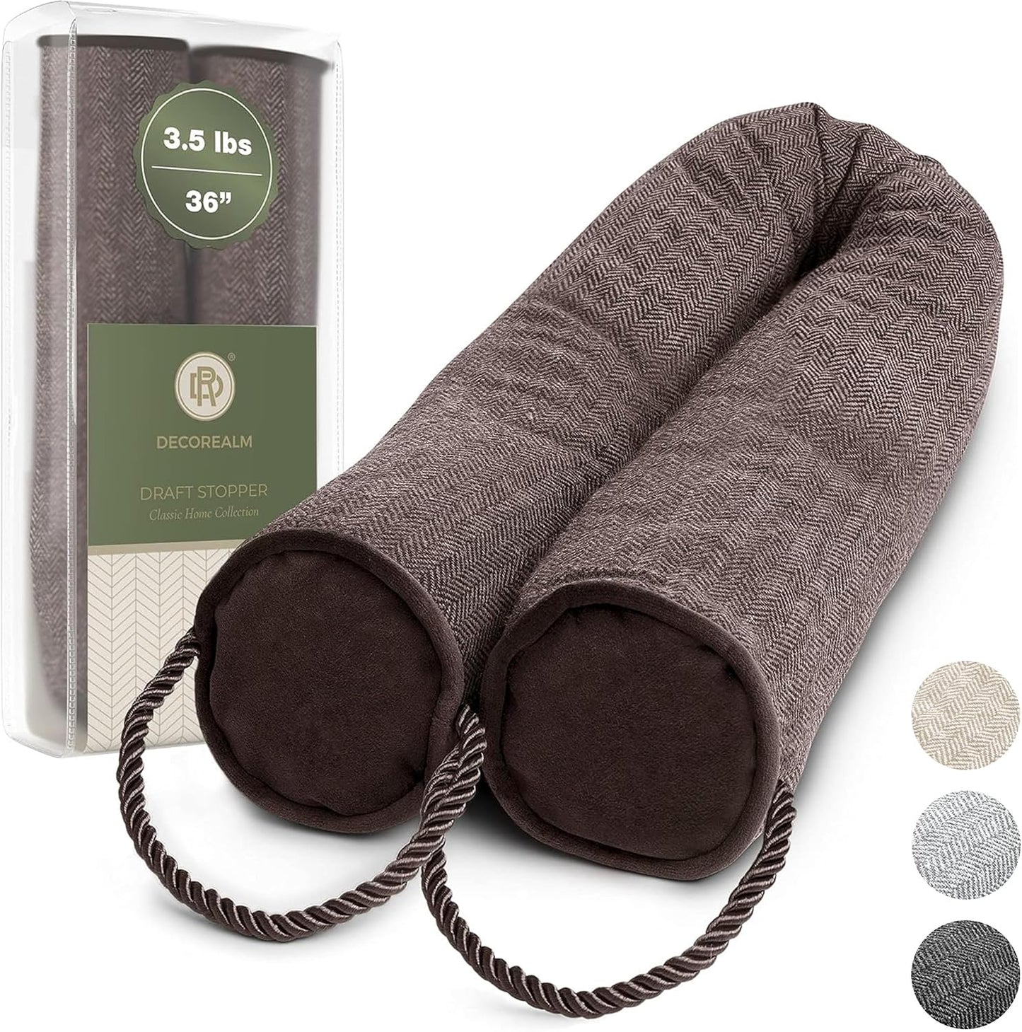 Under Door Draft Stopper and Blocker, Draft Guard for Doors and Windows, Decorative Fabric Cylinder Blocker Provides Weighted Door Insulation by DECOREALM (Beige, 36 Inches)