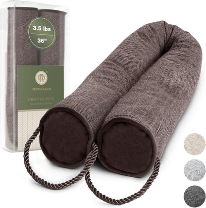 Under Door Draft Stopper and Blocker, Draft Guard for Doors and Windows, Decorative Fabric Cylinder Blocker Provides Weighted Door Insulation by DECOREALM (Beige, 36 Inches)