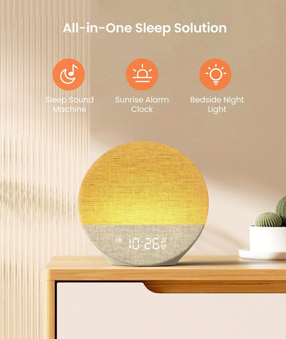 Dreamegg Sunrise 1 - Sunrise Alarm Clock, Sound Machine for Sleep, Customizable Sleep Routines, Dimmable Night Light, 29 Soothing Sounds, White Noise Machine, Wake Up Light for Bedrooms(Blue)