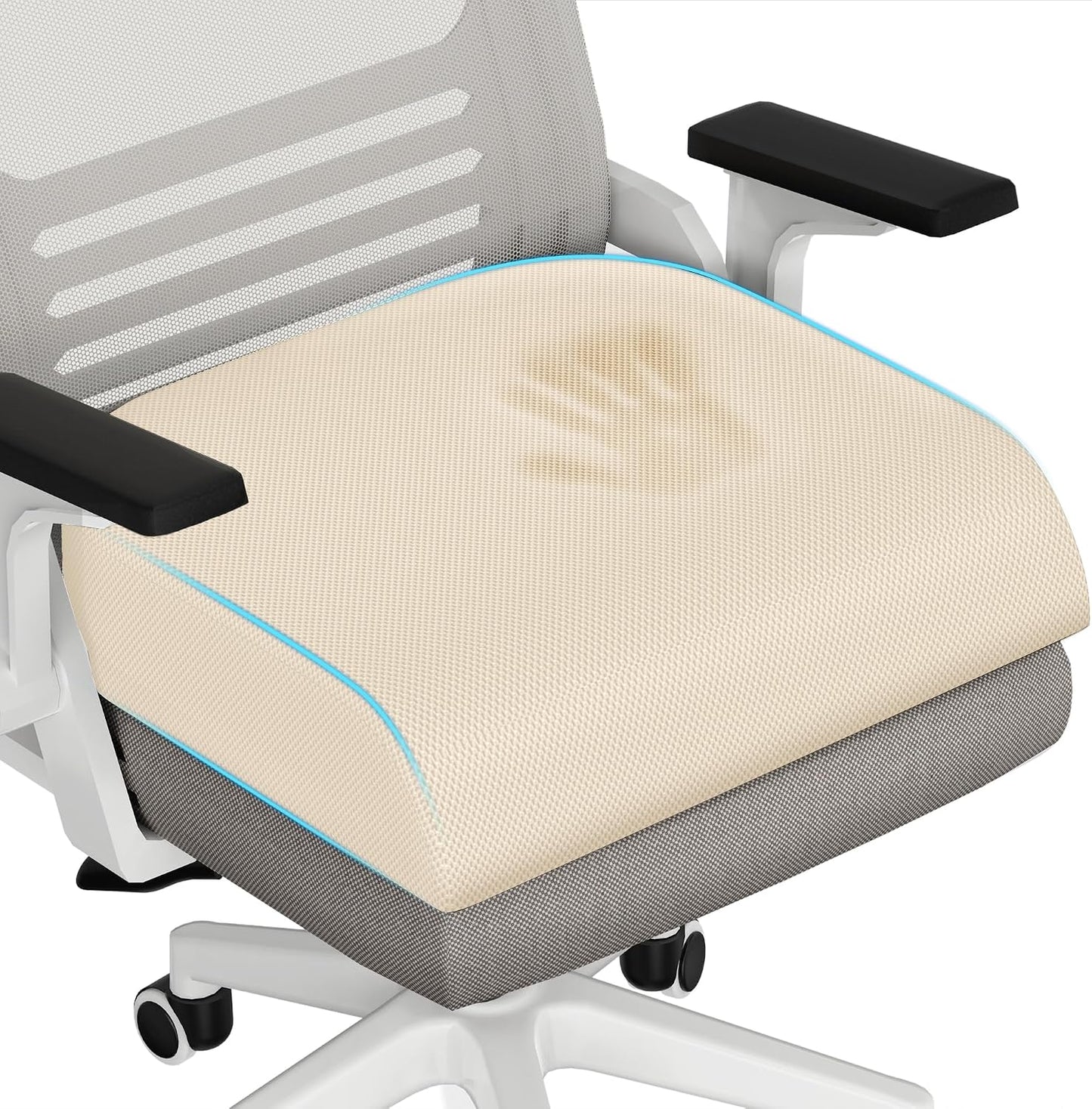 TranquilRelax Memory Foam Seat Cushion for Office Chair, 3-Inch, Black | Medium-firm Support for Long Sitting, Washable Mesh Cover, Non-slip Base, Perfect for Car Seats & Short Drivers