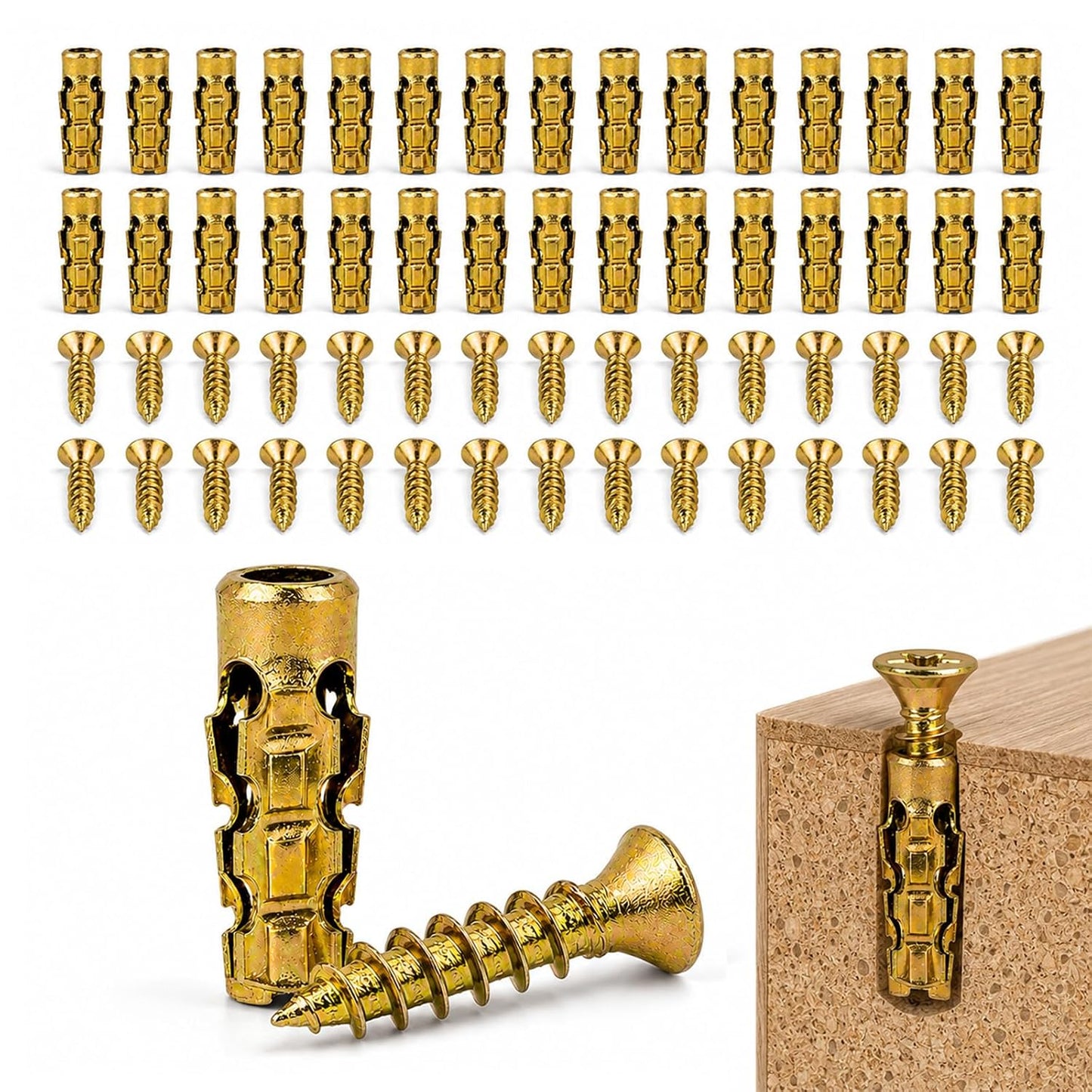 6×14mm Short Expansion Screw Set for Cabinet Hinge Repair, Expansion Anchor | Cabinet Hinge Screws for Stripped Hole Repair, Door Hinge Repair Kit, 30/50/100 pcs Wall Anchors and Matching Screw (30PCS)