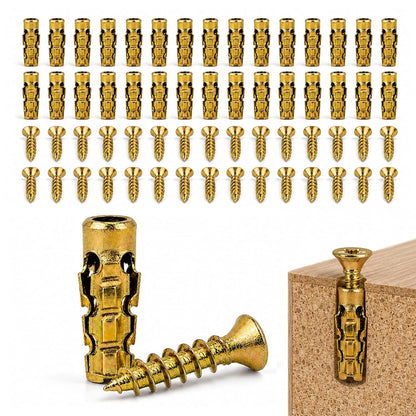 6×14mm Short Expansion Screw Set for Cabinet Hinge Repair, Expansion Anchor | Cabinet Hinge Screws for Stripped Hole Repair, Door Hinge Repair Kit, 30/50/100 pcs Wall Anchors and Matching Screw (30PCS)