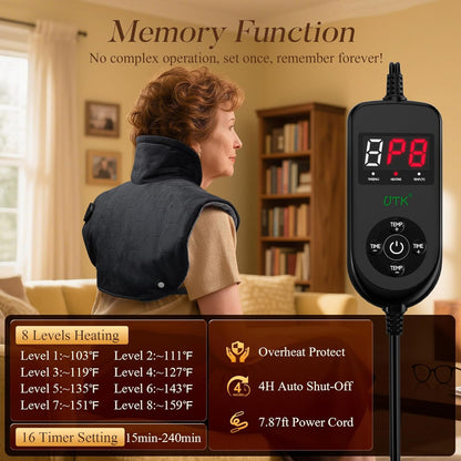 UTK 30S Fast Heating Pad for Neck Shoulders and Back, 6X Far Infrared Heat