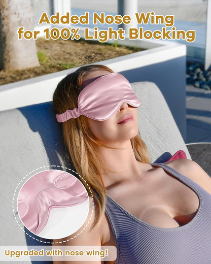 BeeVines 22 Momme Silk Sleep Mask, 3D Contoured Eye Masks for Women (Black) | Luxury 100% Pure Silk Eye Cover for Sleeping, 3D Contoured Eye Shade for Lash Extensions, Zero Eye Pressure & Blackout