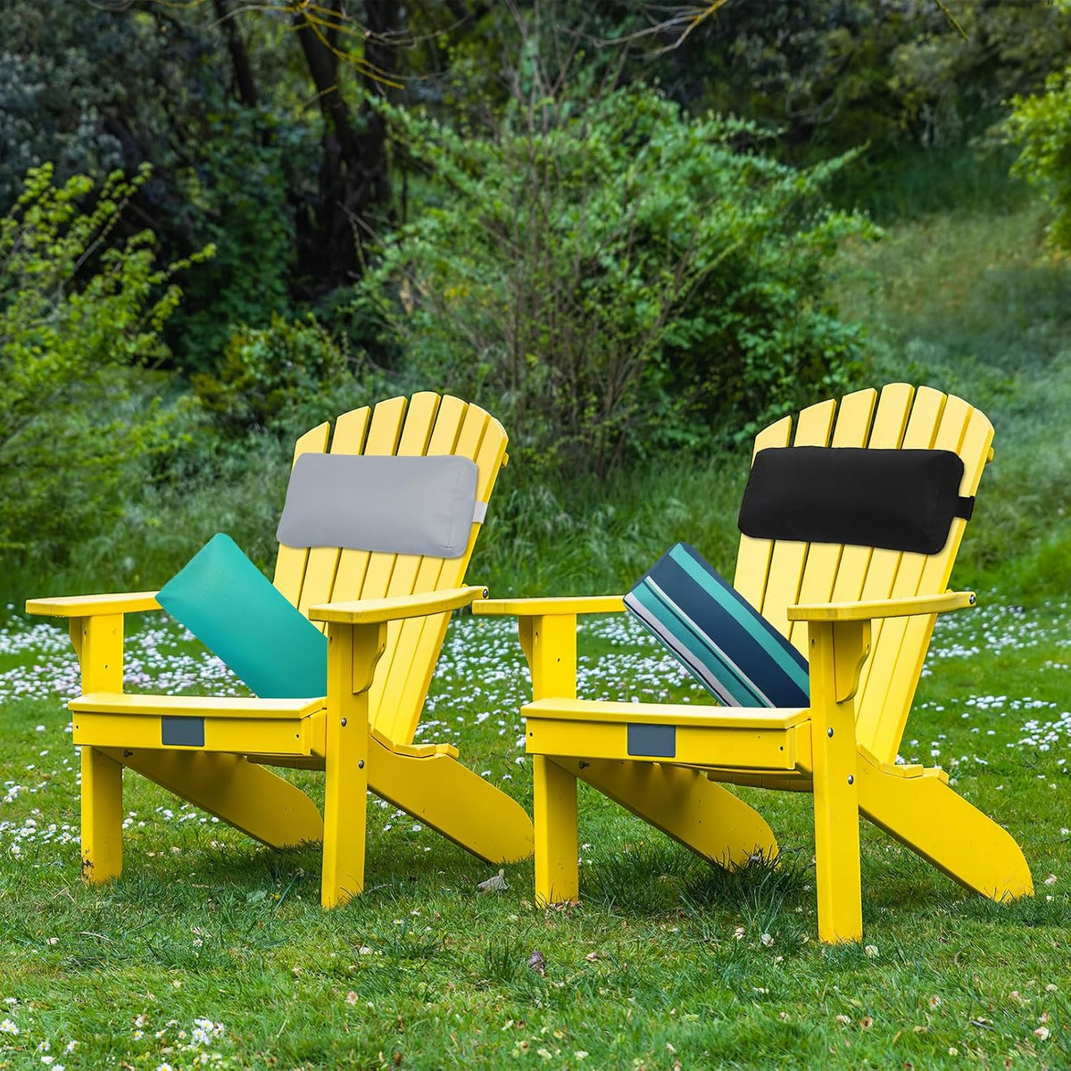 Chaise Lounge Head Pillow, 2 Pack Outdoor Patio Pillows with Adjustable Strap, Lounge Head Resting Pillow for Recliner Beach Pool Lounger Office Chair，Water Resistant Gray