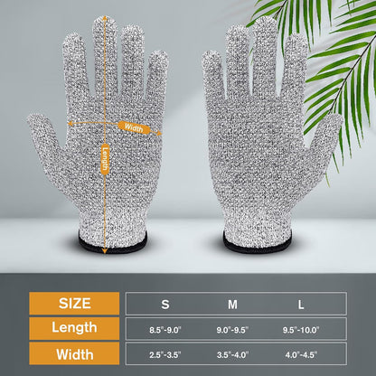 Evridwear Level 5 Cut Resistant Gloves with Non-Slip Grip, 2 Pairs | HPPE Material, Food Safe, Comfortable & Breathable, Kitchen, Crafting & DIY Projects(M, Pink+Gray)