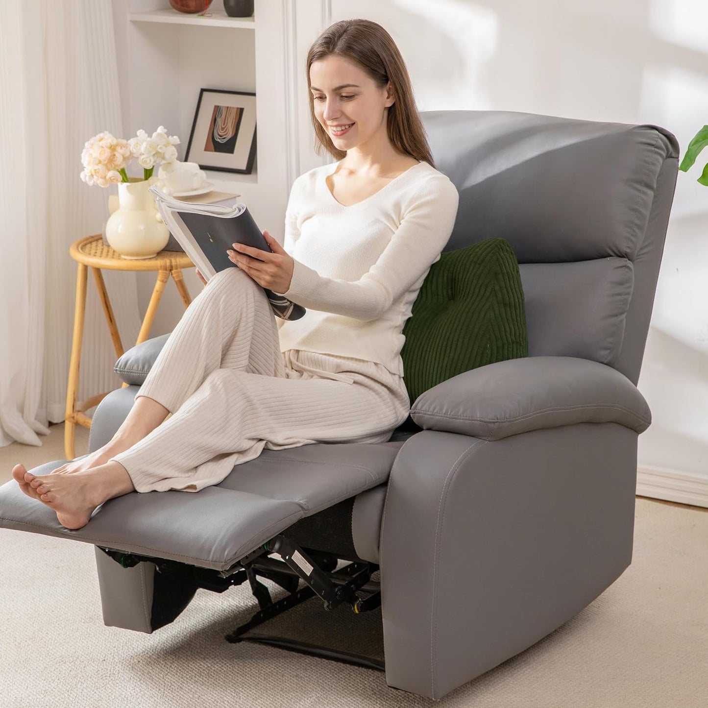 Lumbar Support Pillow for Recliner Chair/Accent Chair/Couch/Office Chair, Tufted Corduroy Back Support Cushion for Elderly, M-Shaped Recliner Cushions for Back Rest, Pain Relief, Reading, Dark Grey