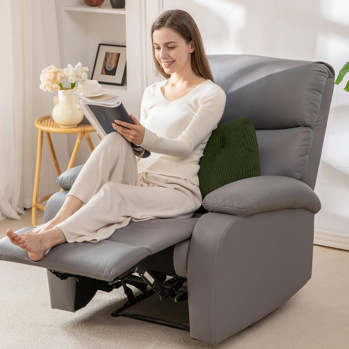 Lumbar Support Pillow for Recliner Chair/Accent Chair/Couch/Office Chair, Tufted Corduroy Back Support Cushion for Elderly, M-Shaped Recliner Cushions for Back Rest, Pain Relief, Reading, Dark Grey