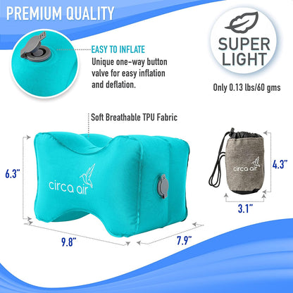 Circa Air Inflatable Knee Pillow for Side Sleepers, Travel Knee Pillow Between Legs for Sleeping, Orthopedic Sciatica Pain Relief Pillow, Leg Pillow for Hip Joints and Thigh Sleep Support
