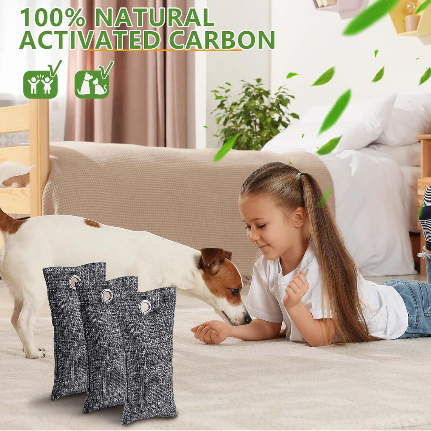 4 Pack Activated Charcoal Odor Absorber, Bamboo Charcoal Air Purifying Bags Odor Eliminator Air Freshener Deodorizer for Shoe, Closet, Car, Basement