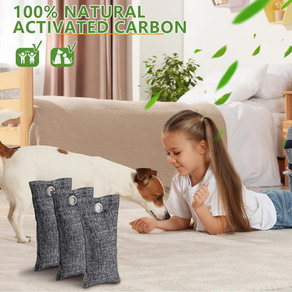4 Pack Activated Charcoal Odor Absorber, Bamboo Charcoal Air Purifying Bags Odor Eliminator Air Freshener Deodorizer for Shoe, Closet, Car, Basement