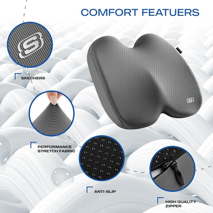 Skechers Seat Cushion, Ergonomic Memory Foam Cushion for Long Sitting Hours on Office & Home Chair, Car Seat Cushion for Sciatica, Coccyx Cushion,Brown