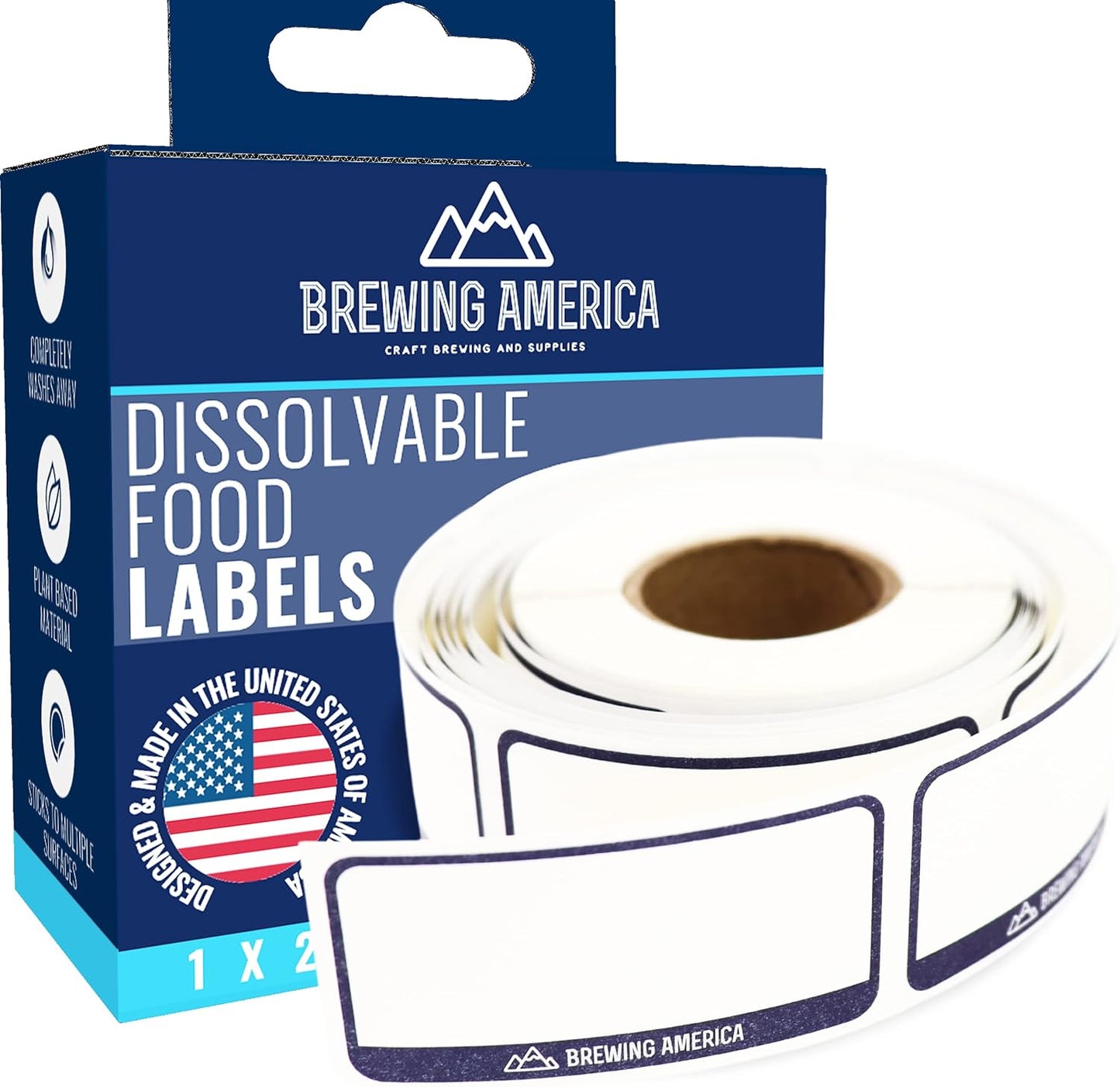 Dissolvable Food Labels for Food Containers - 250qty Made in USA - 1x2 Inches - Wash-Off Labels for Meal Prep, Pantry, Freezer and Mason Jars – No Scrubbing, No Residue - Teal