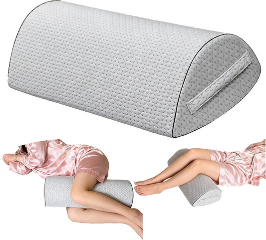 Memory Foam Knee Pillow for Back Sleepers, Spinal Alignment, Gray