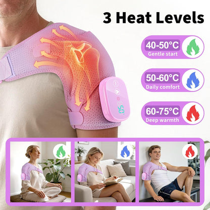 Shoulder Heating Pad with Massage, Rotator Cuff Shoulder Brace for Frozen