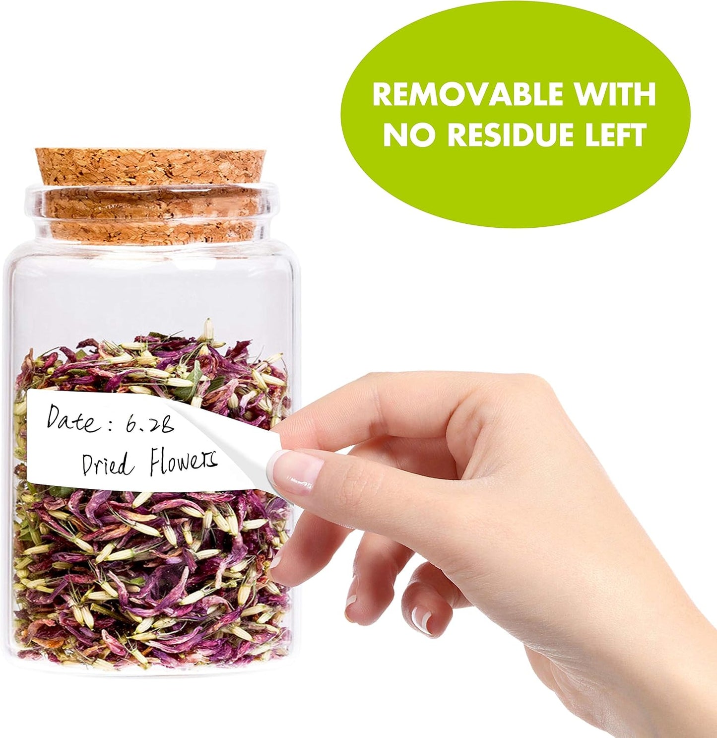 1000 Removable Food Labels, Water/Oil/Tear Resistant Blank Stickers with Perforation Line for Food Containers, Freezer, Fridge, Jars, Pantry, Organization (1” x 2”)