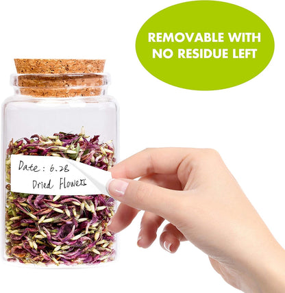 1000 Removable Food Labels, Water/Oil/Tear Resistant Blank Stickers with Perforation Line for Food Containers, Freezer, Fridge, Jars, Pantry, Organization (1” x 2”)