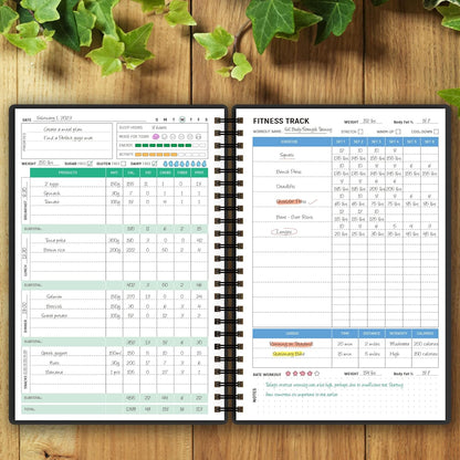 Wellness Planner & Fitness Log - Daily Diet & Health Journal with Weight Loss, Wellness Journal Notebook for Tracking Fitness, Sleep, Nutrition, Meal, Habits, A5(5.8 x 8.6 inch) (Green)